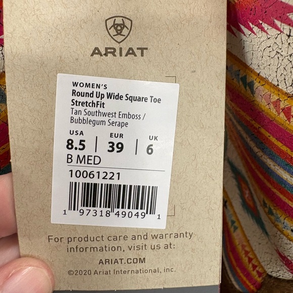 Ariat Brown Round Up western Wide Square Toe StretchFit cowboy boots - Picture 8 of 13